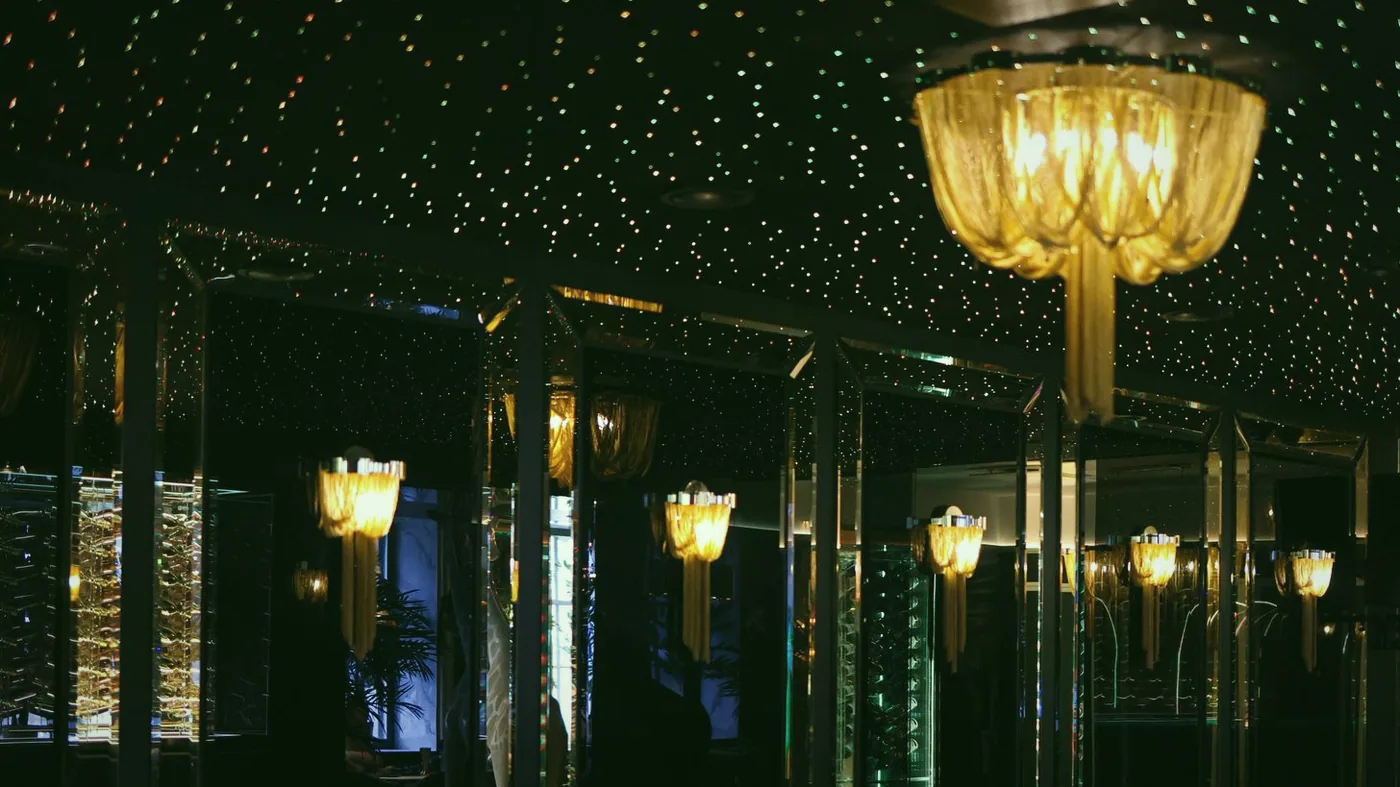 The upstairs lounge, set apart from the hall.